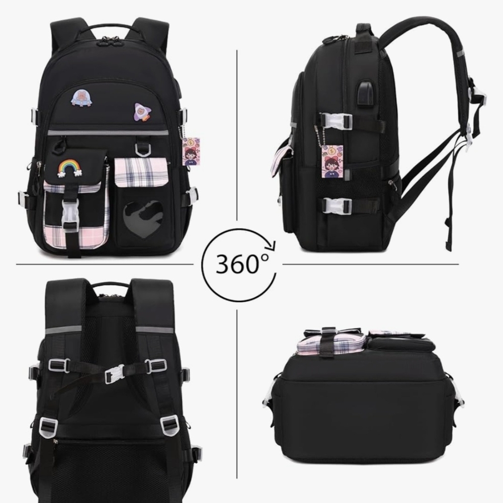 Stylish Black Backpack for Women/girls